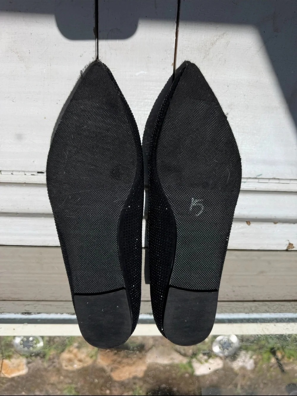 Sugar Black Pointed Toe Flats with Subtle Beading